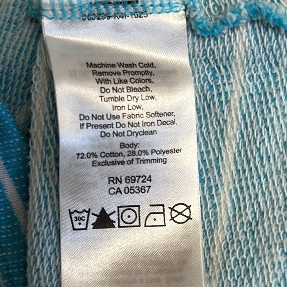 COLUMBIA French Terry Hooded Pullover Sweatshirt Aqua and White Sz Large - Picture 7 of 8